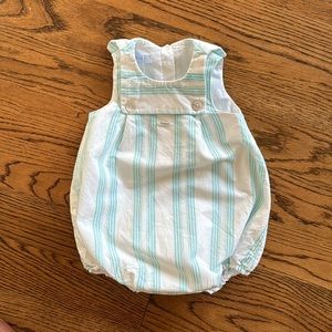 Aqua Stripe Linen Foque Bubble children salon 🇬🇧 Boy Girl Mariner collar ⚓️🛟